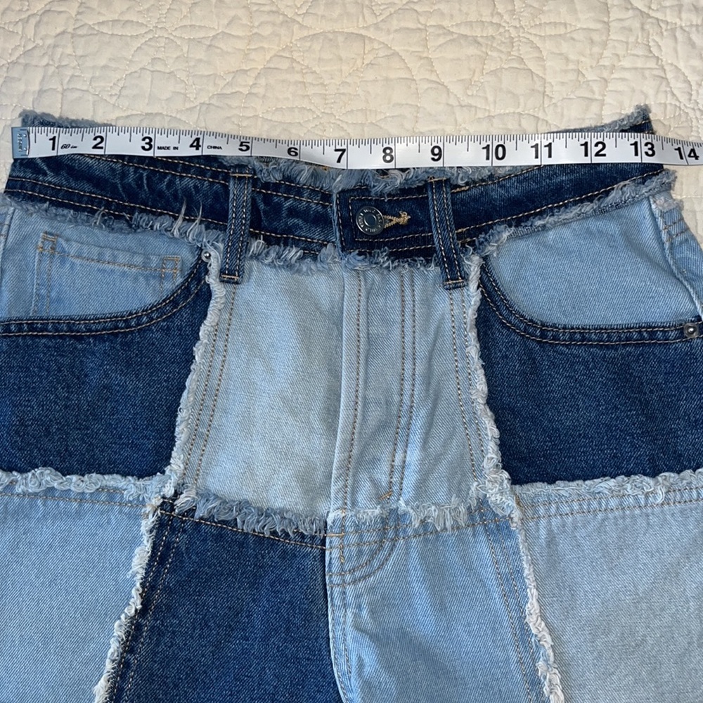 Wild Fable Highest Rise Cutoff Patchwork Jean Sho… - image 6